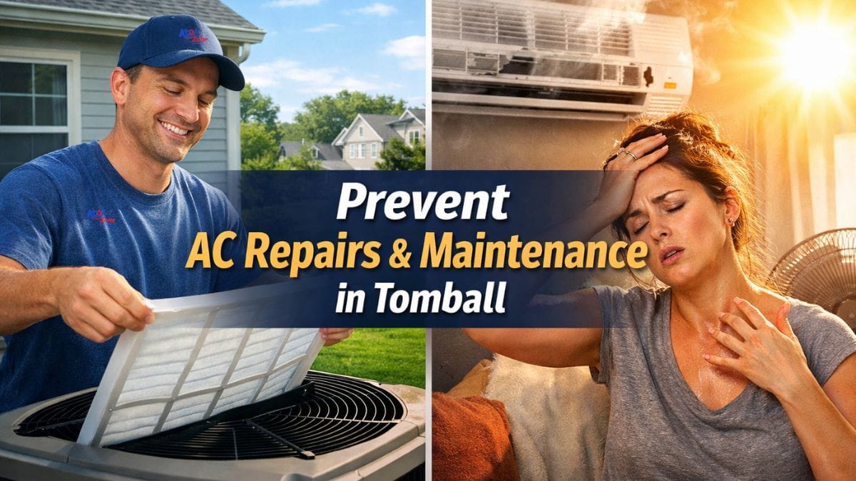 AC repair Tomball comparison showing preventative maintenance versus emergency air conditioner repair during summer heat